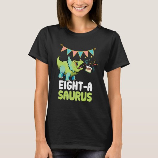 Eight a saurus Dinosaur Cute Kiddo Triceratops T-Shirt (Vorderseite)