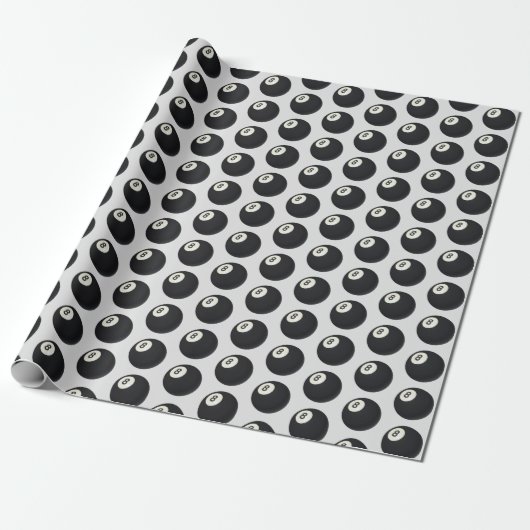 Eight Ball Y2K Snooker Black and White Geschenkpapier (Ungerollt)