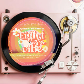 Eight is a Vibe Groovy Retro Vinyl 8. Geburtstag g Einladung
