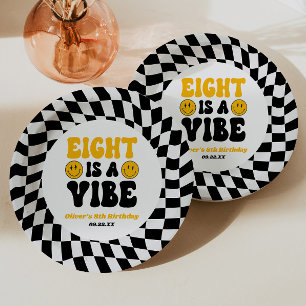 Eight Is A Vibe Retro Achter 8. Geburtstagsfeier Pappteller
