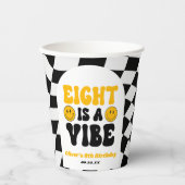 Eight Is A Vibe Retro Eighth 8th Birthday Party Pappbecher (Vorderseite)