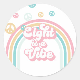 Eight is a Vibe Retro Sommer Regenbogen Runder Aufkleber