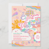 Eight Is A Vibe Sun Rainbow Disco 8th Birthday  Einladung (Vorderseite)