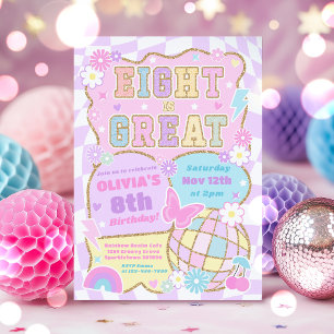 Eight Is Great Preppy Varsity Patch 8. Geburtstag Einladung