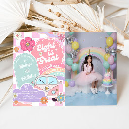 Eight is Great Rainbow Daisy Birthday Einladung