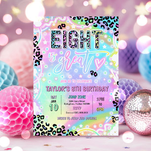 Eight Is Great Regenbogen-Leoparden-Druck 8. Gebur Einladung