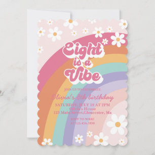 Eight ist ein Vibe Regenbogen 8. Geburtstagseinlad Einladung