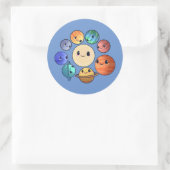 Eight Planets Solar System Boy Girl Runder Aufkleber (Tasche)