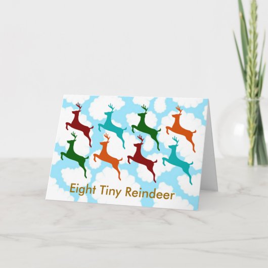 Eight Tiny Reindeer Feiertagskarte (Vorderseite)