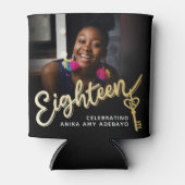 Eighteen 18th Birthday photo script gold key Dosenkühler (Vorderseite)