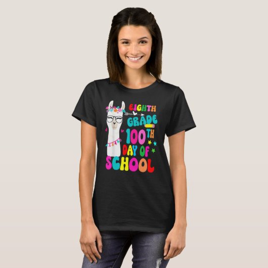 Eighth Grade 100 Days Smarter No Prob Llama Teache T-Shirt (Vorne ganz)