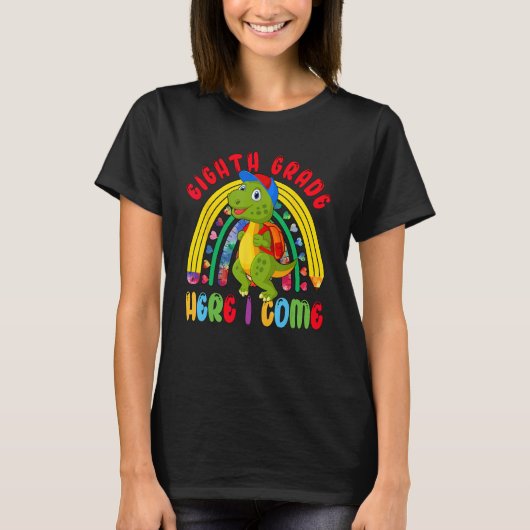 Eighth Grade Costume Rex Student Rainbow Back To S T-Shirt (Vorderseite)