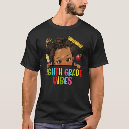 Eighth Grade Vibes African American Kids Boy Back T-Shirt (Vorderseite)