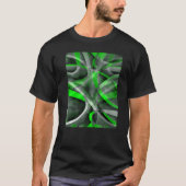 Eighties Lime Green On Grey Abstract Strip Pattern T-Shirt (Vorderseite)