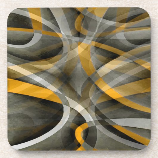 Eighties Retro Mustard Yellow and Grey Abstract Cu Getränkeuntersetzer (Vorderseite)