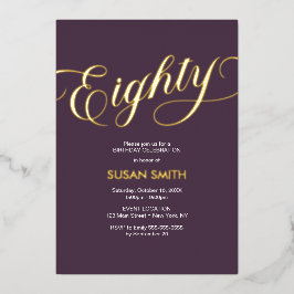 Eighty Birthday Elegant Invitation Foil Invitation Folieneinladung