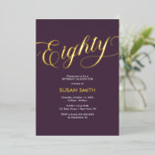 Eighty Birthday Elegant Invitation Foil Invitation Folieneinladung (Stehend vorne)