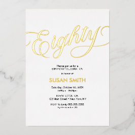 Eighty Birthday Elegant Invitation Foil Invitation Folieneinladung