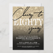 Eighty Gold 80th Birthday Party Einladung (Vorderseite)