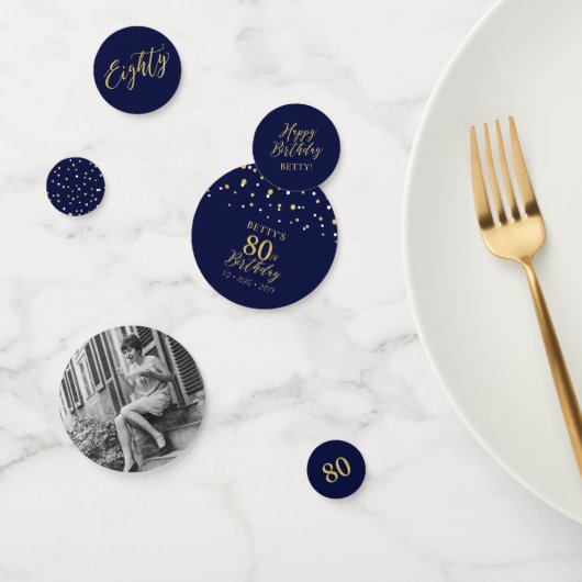 Eighty Gold & Navy Confetti 80th Birthday Party Konfetti (Gruppe)
