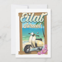 Eilat Beach Israel Scooter Reiseplakat