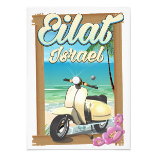 Eilat Beach Israel Scooter Reiseplakat Fotodruck