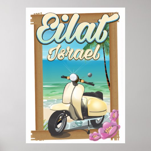 Eilat Beach Israel Scooter Reiseplakat Poster (Vorne)