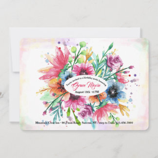 Eile der Watercolor-Blumen-Einladung Einladung