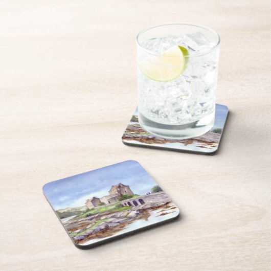 Eilean Donan Burg Wasserfarbene Malereien Getränkeuntersetzer (Rechte Seite)