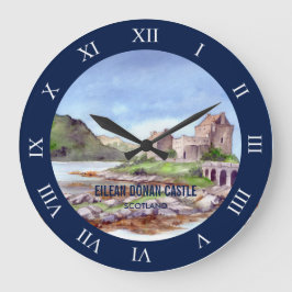 Eilean Donan Burg Wasserfarbene Malereien Große Wanduhr