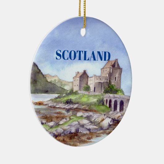 Eilean Donan Burg Wasserfarbene Malereien Keramik Ornament (Rechts)