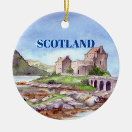 Eilean Donan Burg Wasserfarbene Malereien Keramik Ornament