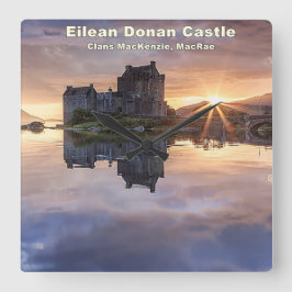 Eilean Donan Castle - MacKenzie MacRae Clans Quadratische Wanduhr