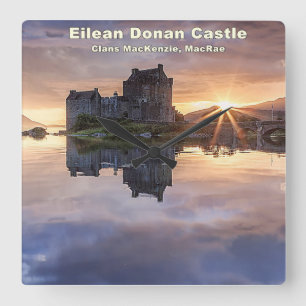 Eilean Donan Castle - MacKenzie MacRae Clans Quadratische Wanduhr