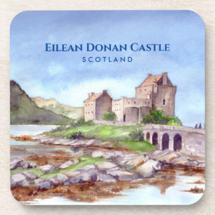 Eilean Donan Castle Scotland Aquarellmalerei Getränkeuntersetzer