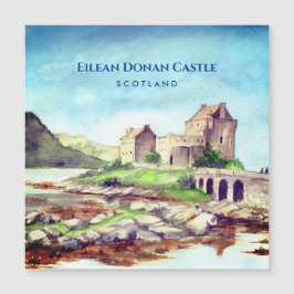 Eilean Donan Castle Scotland Aquarellmalerei Magnetkarte
