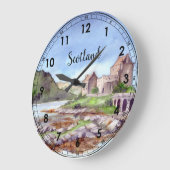 Eilean Donan Castle Watercolor Painting Große Wanduhr (Winkel)