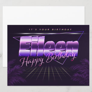 Eileen Name Vorname lila retro Karte Geburtstag
