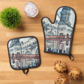 Eills Island Ofenhandschuh & Topflappen-Set (Oben Unten)