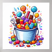 Eimer aus Süßigkeiten oder Leckereien Poster (Vorne)