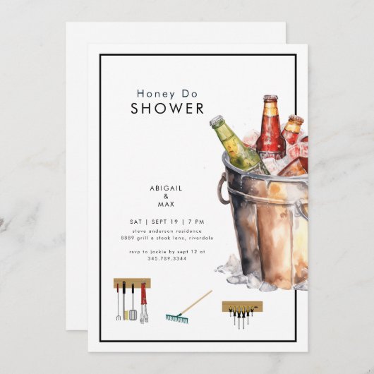 Eimer Bier Honey Do Paare Polterabend Einladung (Vorne/Hinten)
