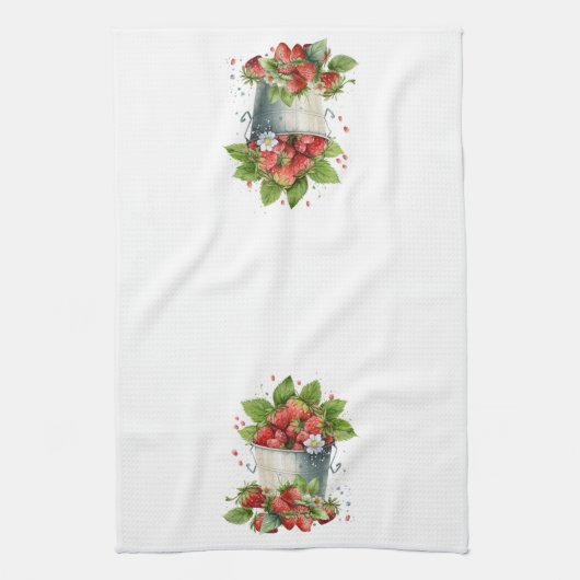 Eimer frischer Erdbeeren Geschirrtuch (Vertikal)