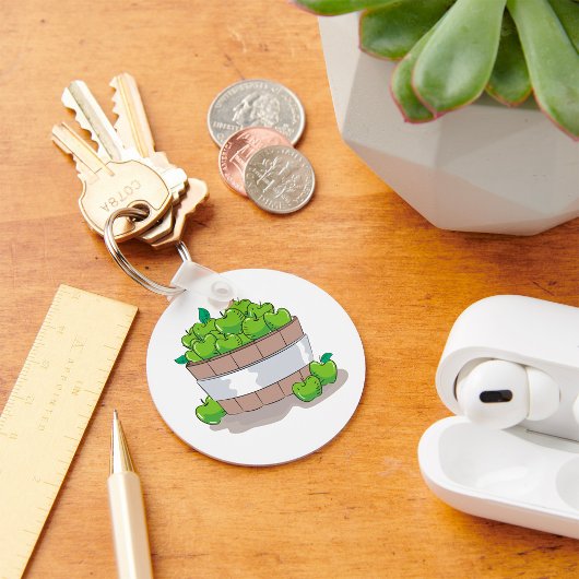 Eimer grüner Äpfel Schlüsselanhänger