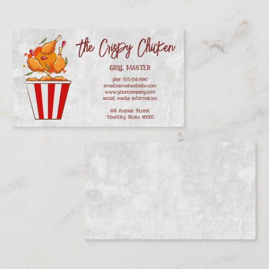 Eimer mit dem Logo "Fried Chicken" Visitenkarte (Vorne/Hinten)