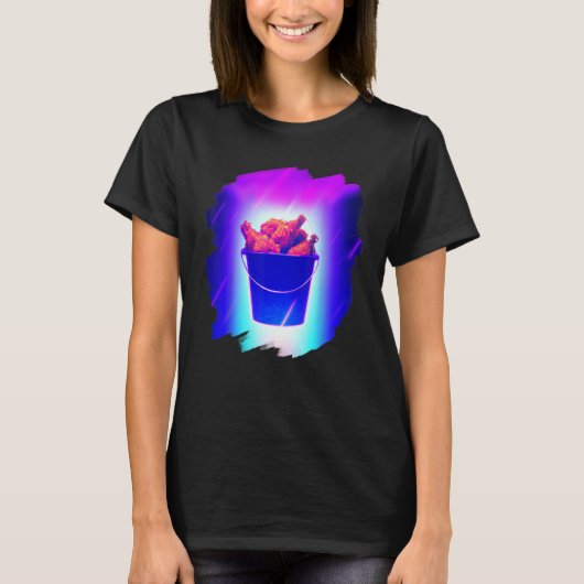 Eimer mit frittiertem Hühnchen Lustiger Hühnchenfl T-Shirt (Vorderseite)