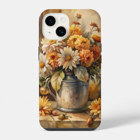 Eimer mit Herbstblumen iPhone Hülle (Rückseite)