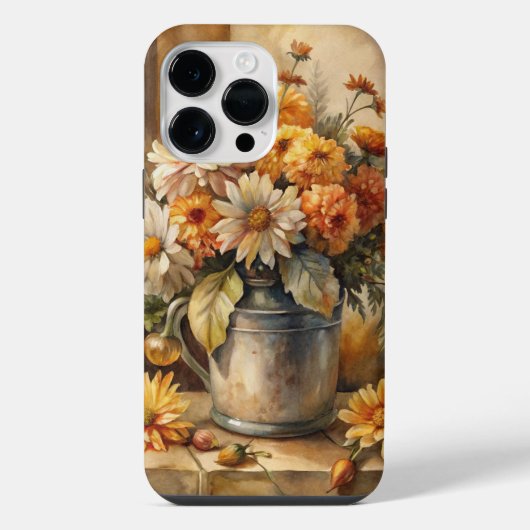 Eimer mit Herbstblumen iPhone Hülle (Rückseite)