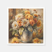 Eimer mit Herbstblumen Serviette (Vorderseite)