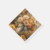 Eimer mit Herbstblumen Serviette (Ecke)