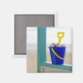 Eimer mit Muscheln gefüllt Magnet (Vorderseite/Rückseite)
